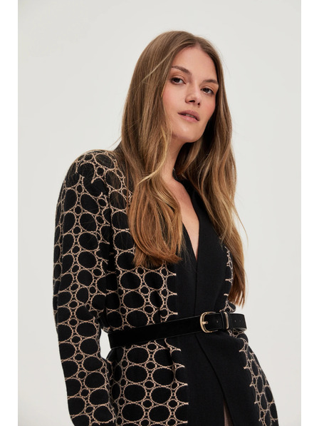 Moodo Schwarzer Kardigan mit geometrischem Muster Moodo