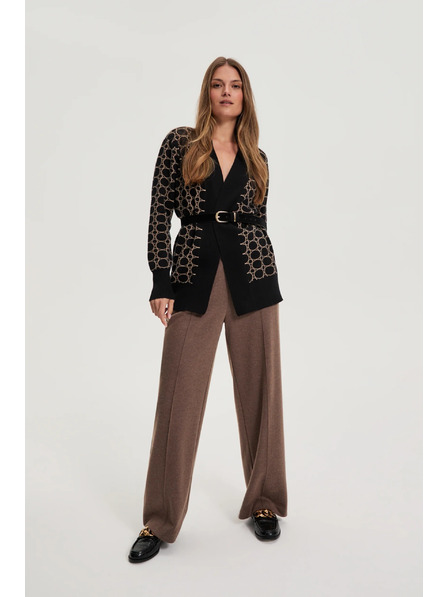 Moodo Schwarzer Kardigan mit geometrischem Muster Moodo