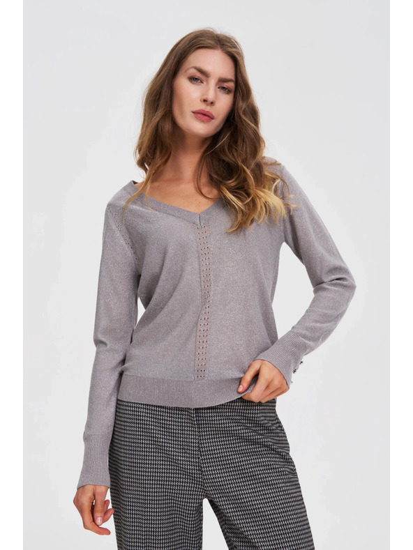 Moodo Grauer Pullover mit Metallfaser Moodo