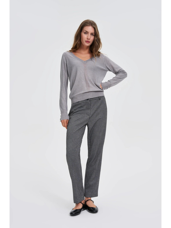 Moodo Grauer Pullover mit Metallfaser Moodo