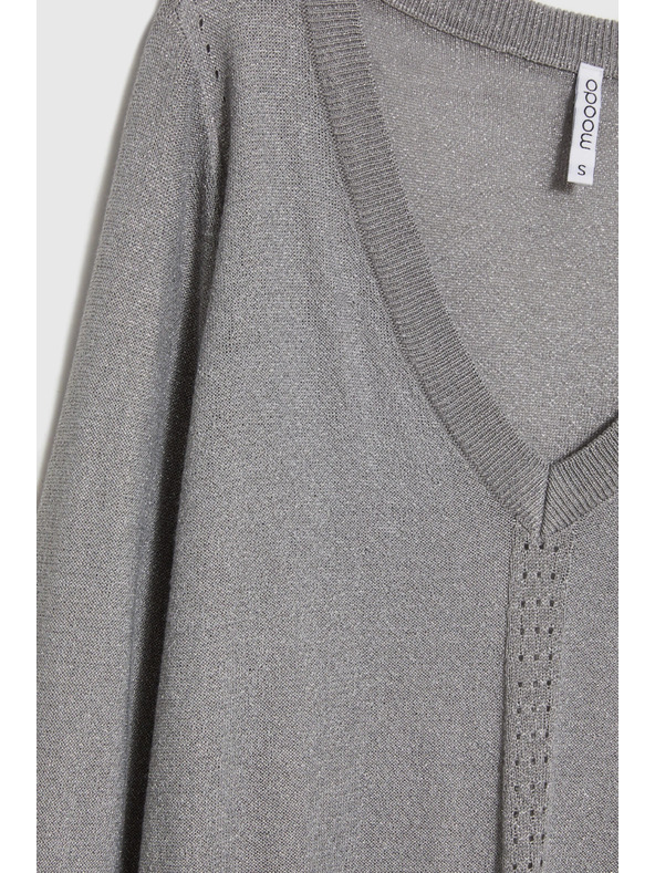 Moodo Grauer Pullover mit Metallfaser Moodo
