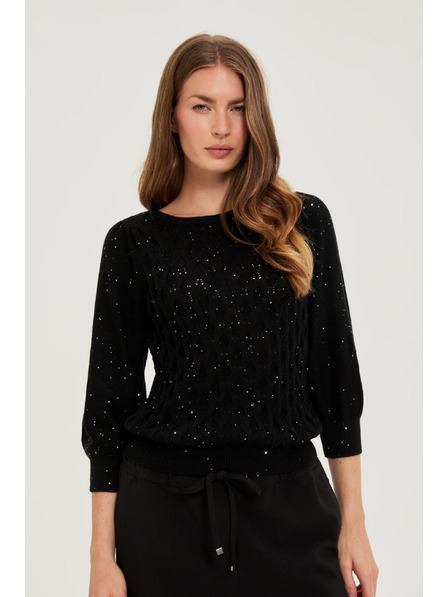 Moodo Pullover mit Pailletten schwarz Moodo