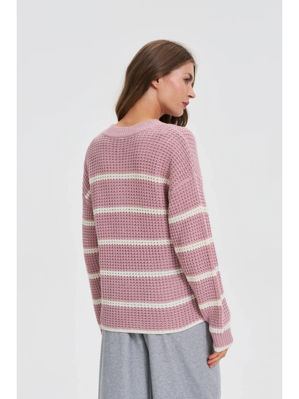 Moodo Rosa Pullover mit Streifen Moodo