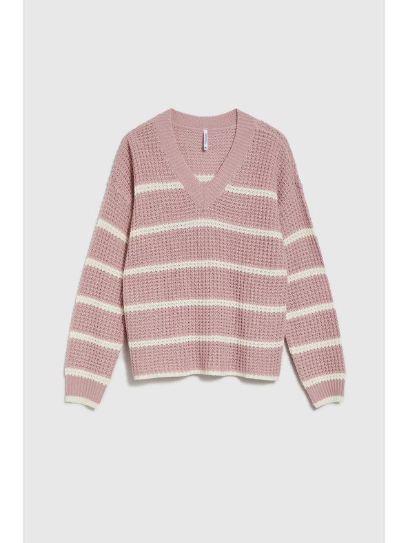 Moodo Rosa Pullover mit Streifen Moodo