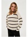 Moodo Beiger Pullover mit Streifen Moodo