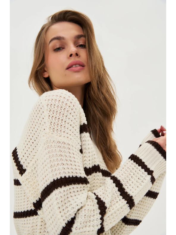 Moodo Beiger Pullover mit Streifen Moodo