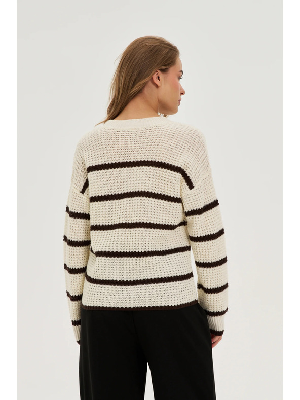 Moodo Beiger Pullover mit Streifen Moodo