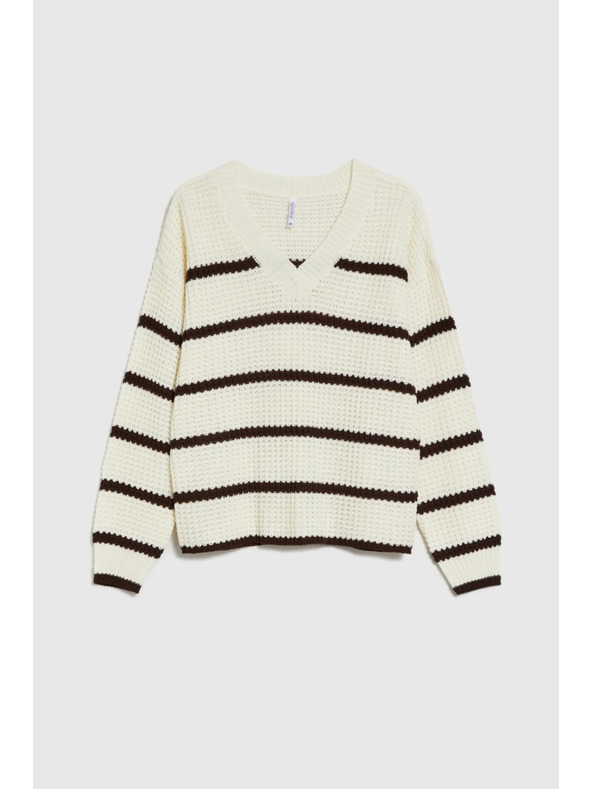 Moodo Beiger Pullover mit Streifen Moodo