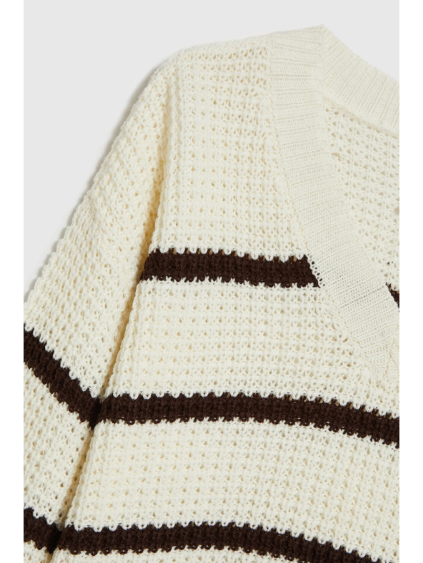 Moodo Beiger Pullover mit Streifen Moodo