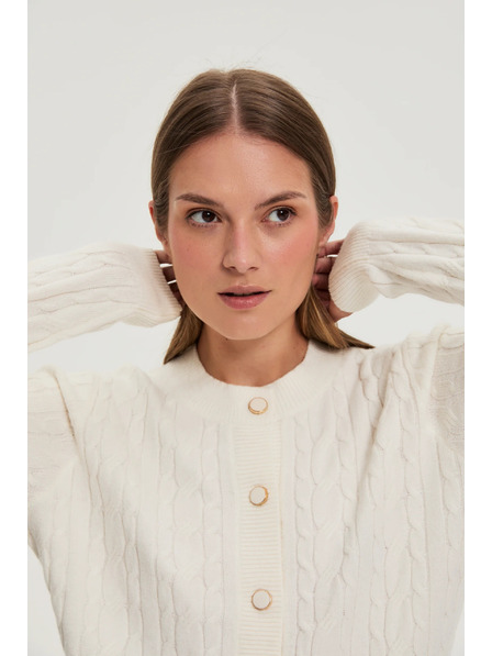 Moodo Pullover mit dekorativer Strickerei ecru Moodo