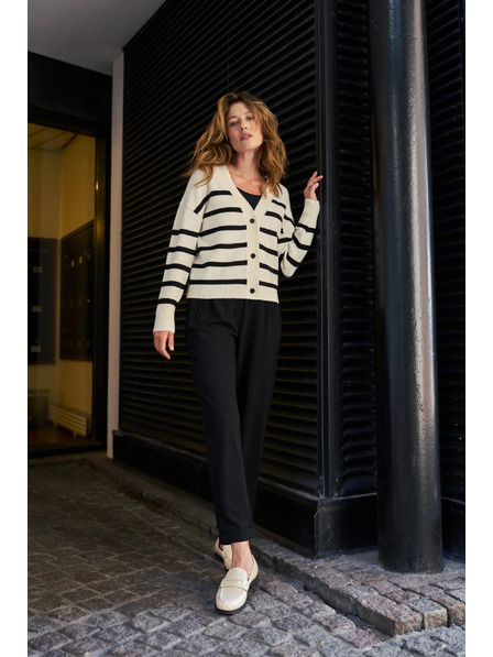 Moodo Gestreifter Kardigan ecru Moodo