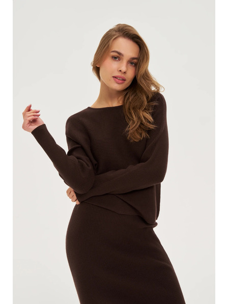 Moodo Gerippter Pullover braun Moodo