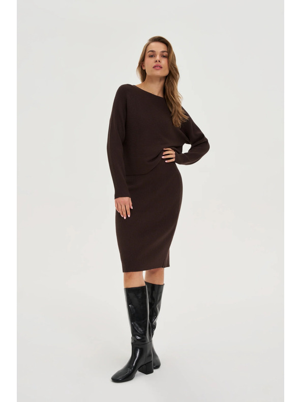 Moodo Gerippter Pullover braun Moodo