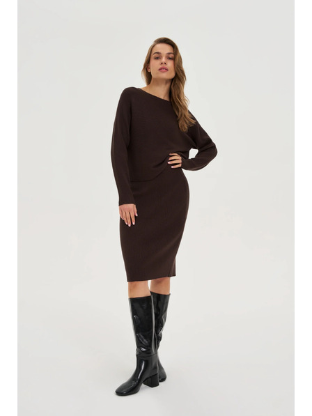 Moodo Gerippter Pullover braun Moodo