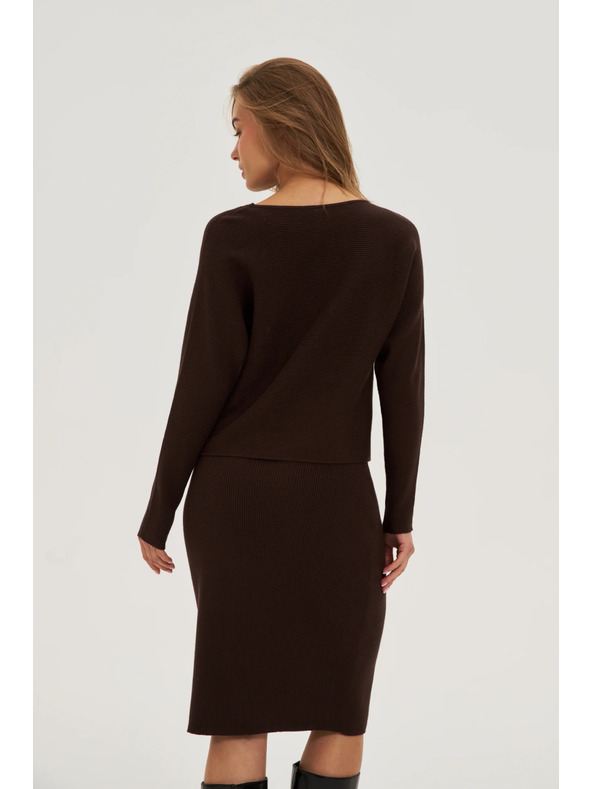 Moodo Gerippter Pullover braun Moodo