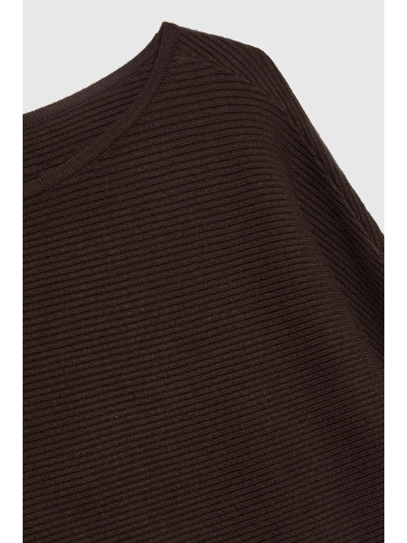 Moodo Gerippter Pullover braun Moodo