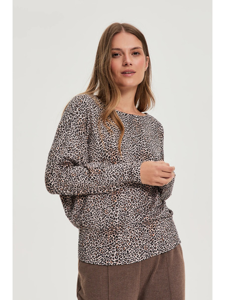 Moodo Pullover mit Leopardenmuster beige Moodo