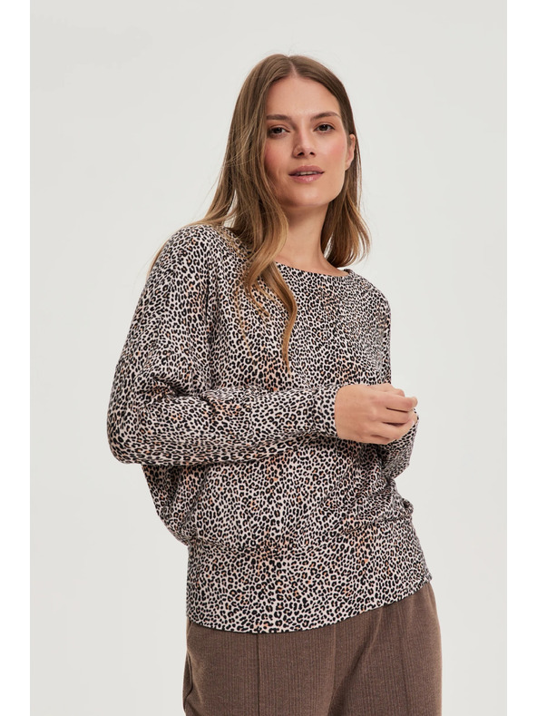 Moodo Pullover mit Leopardenmuster beige Moodo