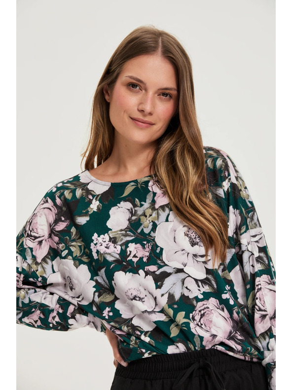 Moodo Pullover mit Blumenmuster grün Moodo