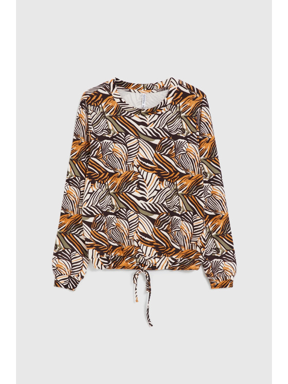 Moodo Beiger Pullover mit Pflanzenmuster Moodo