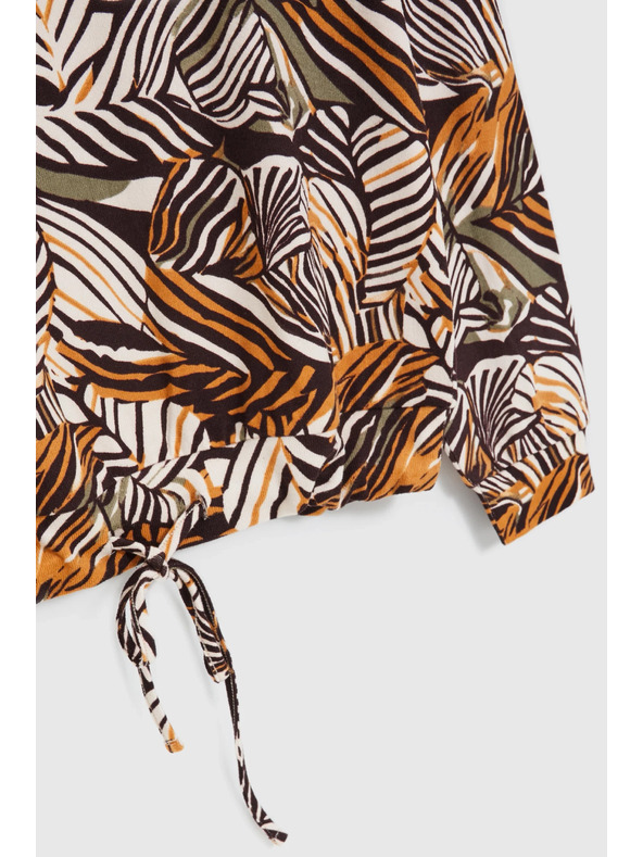 Moodo Beiger Pullover mit Pflanzenmuster Moodo