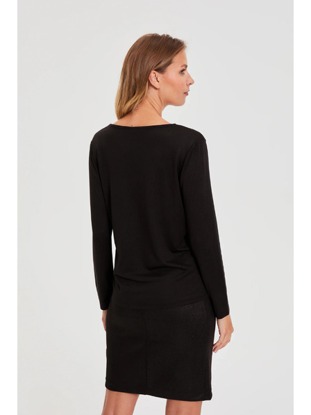 Moodo Pullover mit Spitzenausschnitt schwarz Moodo