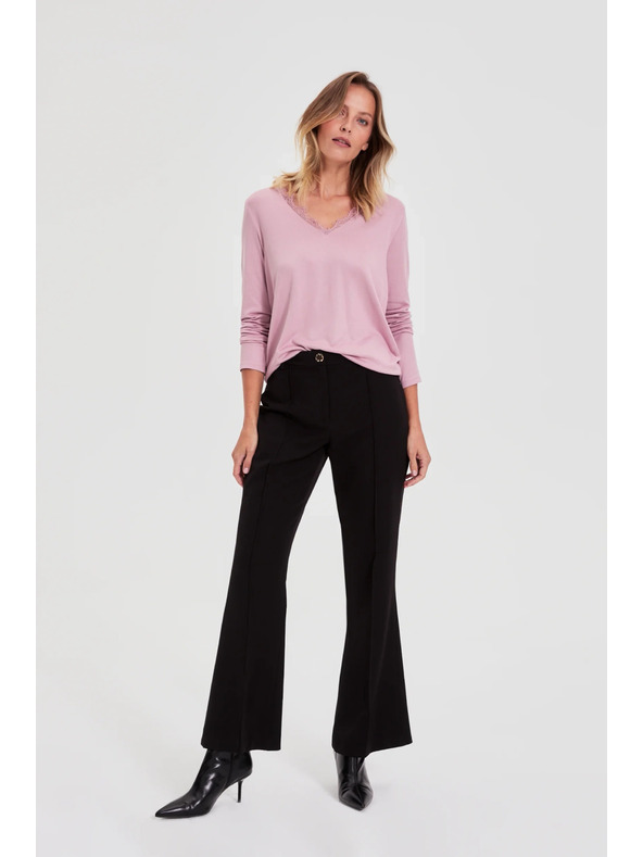 Moodo Pullover mit Spitzenausschnitt rosa Moodo