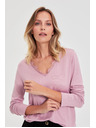 Moodo Pullover mit Spitzenausschnitt rosa Moodo