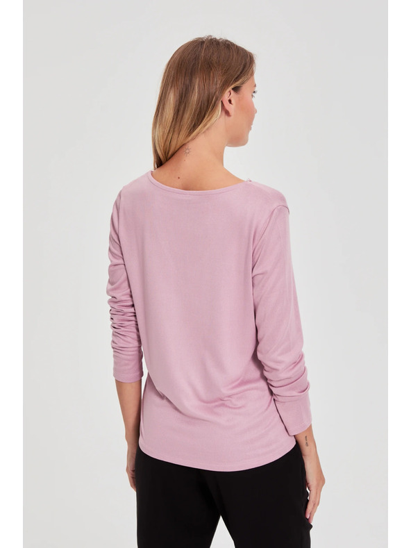 Moodo Pullover mit Spitzenausschnitt rosa Moodo