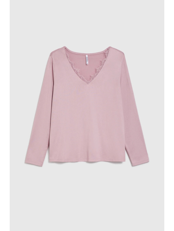 Moodo Pullover mit Spitzenausschnitt rosa Moodo