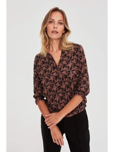 Moodo Brauner Pullover mit kurzen Ärmeln Moodo