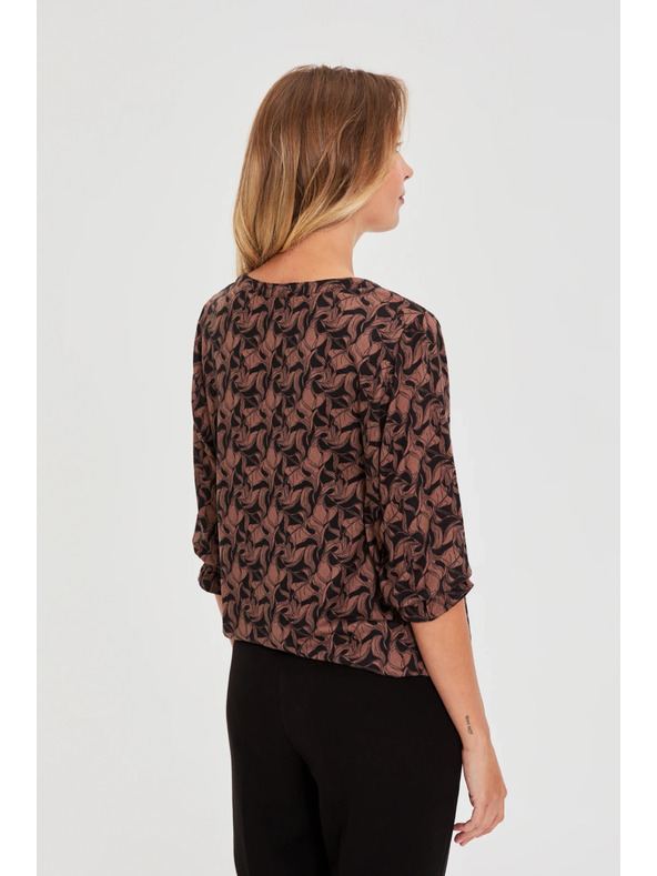 Moodo Brauner Pullover mit kurzen Ärmeln Moodo