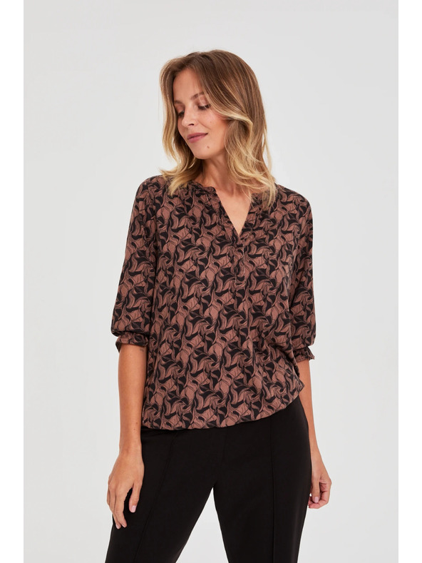 Moodo Brauner Pullover mit kurzen Ärmeln Moodo