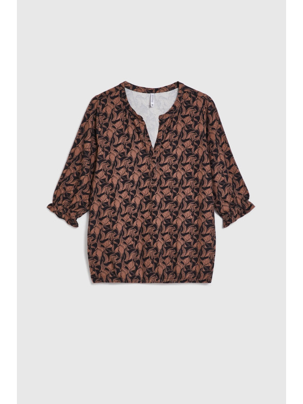 Moodo Brauner Pullover mit kurzen Ärmeln Moodo