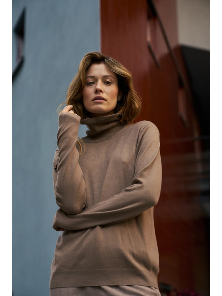 Moodo Glatter Rollkragenpullover beige Moodo