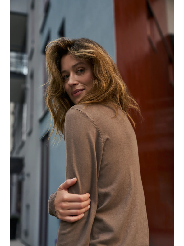 Moodo Glatter Rollkragenpullover beige Moodo