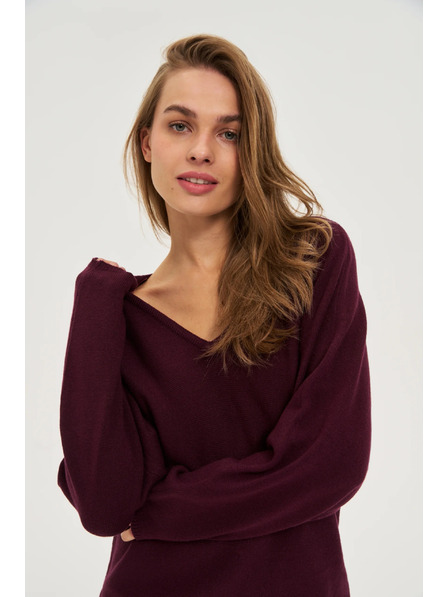 Moodo V-Ausschnitt Pullover weinrot Moodo