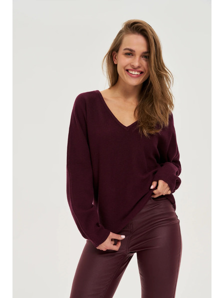 Moodo V-Ausschnitt Pullover weinrot Moodo