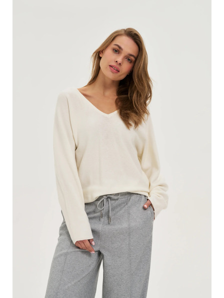 Moodo V-Ausschnitt Pullover ecru Moodo