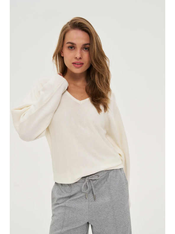 Moodo V-Ausschnitt Pullover ecru Moodo