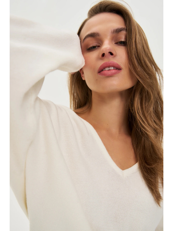 Moodo V-Ausschnitt Pullover ecru Moodo