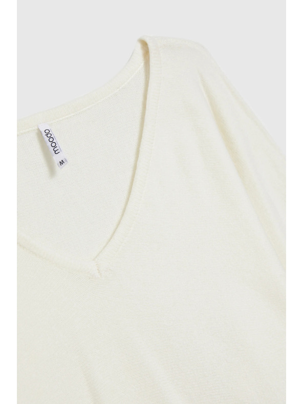 Moodo V-Ausschnitt Pullover ecru Moodo