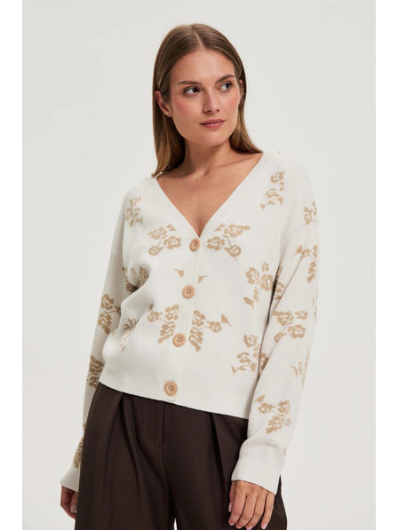 Moodo Beiger Cardigan mit Blumenmuster Moodo