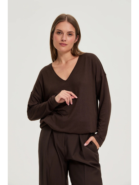 Moodo V-Ausschnitt Pullover braun Moodo