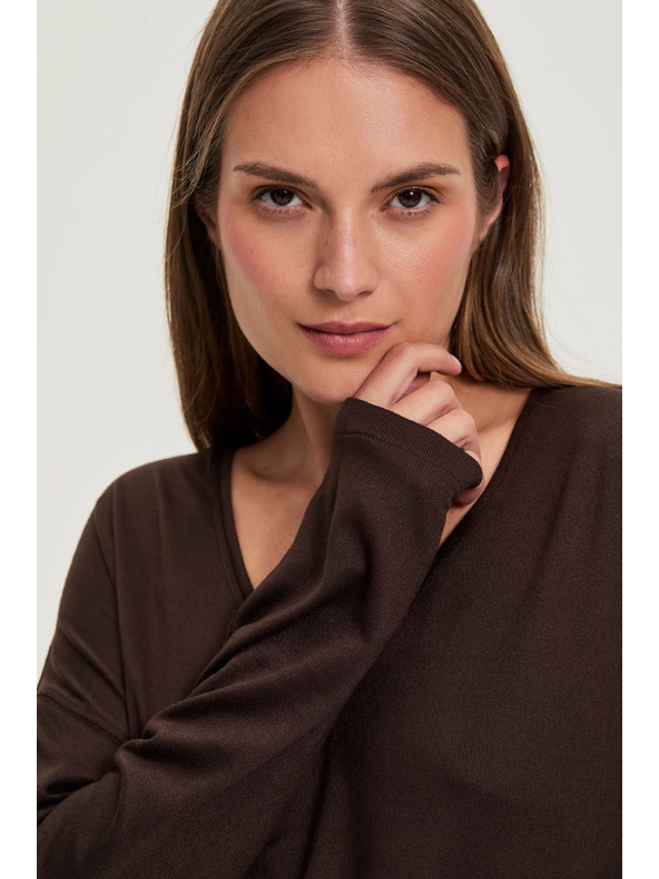 Moodo V-Ausschnitt Pullover braun Moodo