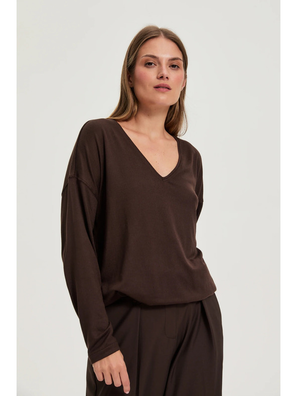 Moodo V-Ausschnitt Pullover braun Moodo