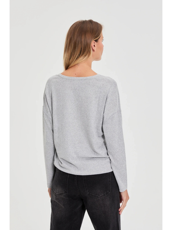 Moodo Grauer Pullover mit V-Ausschnitt von Moodo