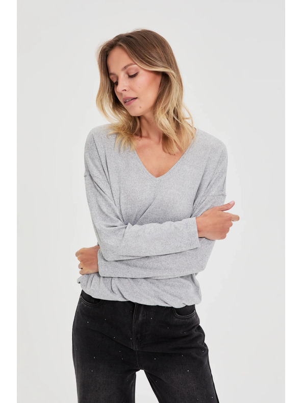 Moodo Grauer Pullover mit V-Ausschnitt von Moodo