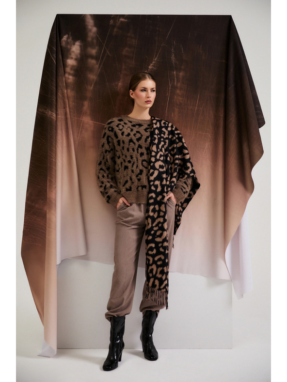 Moodo Pullover mit Leopardenmuster braun Moodo