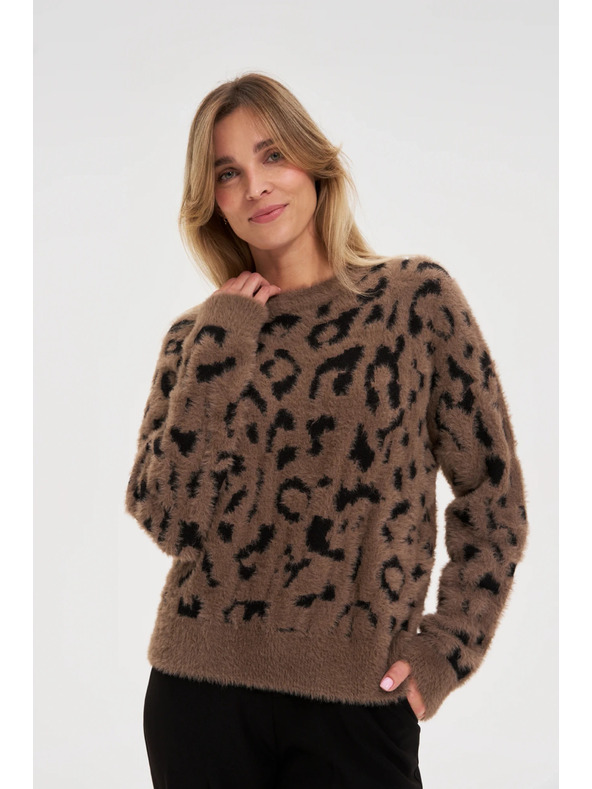 Moodo Pullover mit Leopardenmuster braun Moodo